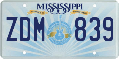 MS license plate ZDM839