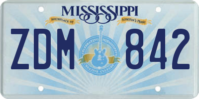 MS license plate ZDM842