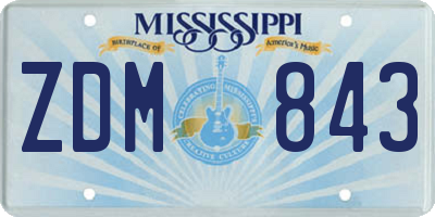 MS license plate ZDM843