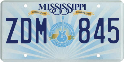 MS license plate ZDM845