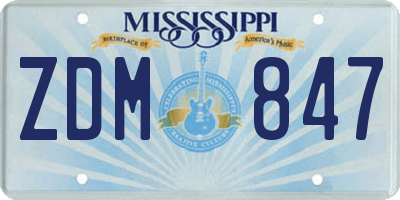 MS license plate ZDM847