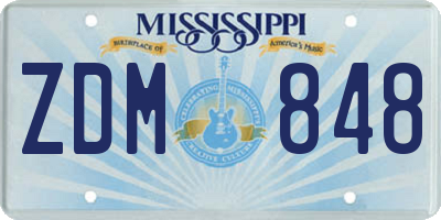 MS license plate ZDM848