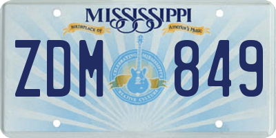 MS license plate ZDM849