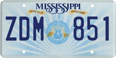 MS license plate ZDM851
