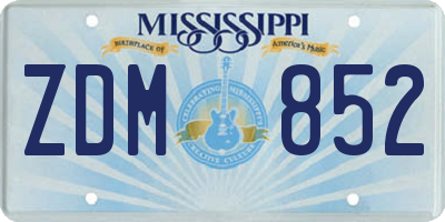 MS license plate ZDM852