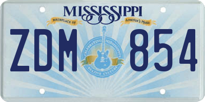 MS license plate ZDM854