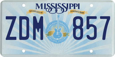 MS license plate ZDM857