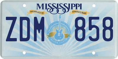 MS license plate ZDM858