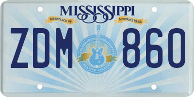 MS license plate ZDM860