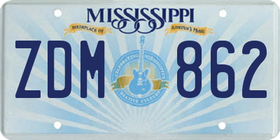 MS license plate ZDM862
