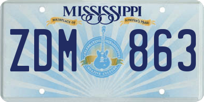 MS license plate ZDM863