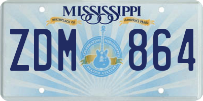MS license plate ZDM864