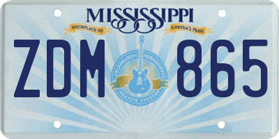 MS license plate ZDM865