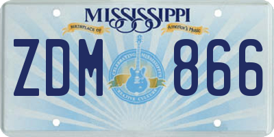 MS license plate ZDM866