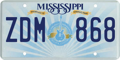 MS license plate ZDM868