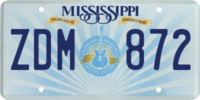 MS license plate ZDM872