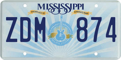 MS license plate ZDM874