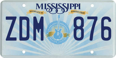 MS license plate ZDM876