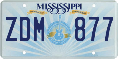 MS license plate ZDM877
