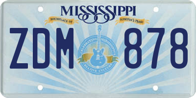 MS license plate ZDM878