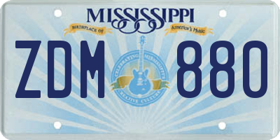 MS license plate ZDM880