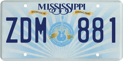 MS license plate ZDM881