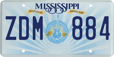MS license plate ZDM884