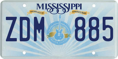 MS license plate ZDM885
