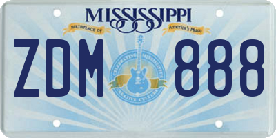 MS license plate ZDM888