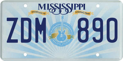 MS license plate ZDM890