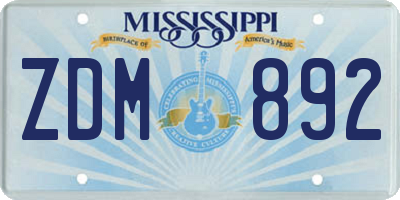MS license plate ZDM892