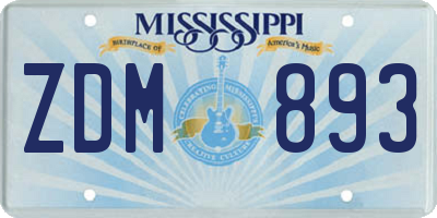 MS license plate ZDM893