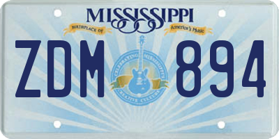 MS license plate ZDM894