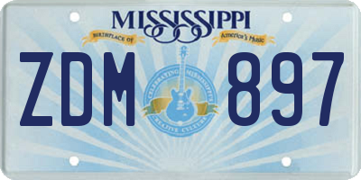 MS license plate ZDM897