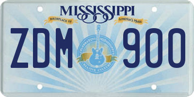 MS license plate ZDM900
