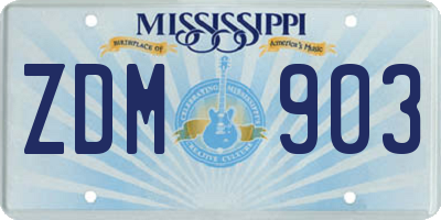 MS license plate ZDM903