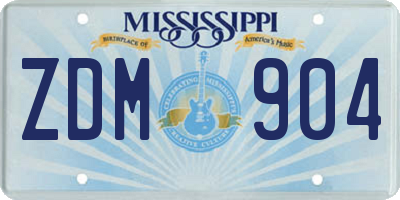 MS license plate ZDM904