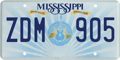 MS license plate ZDM905