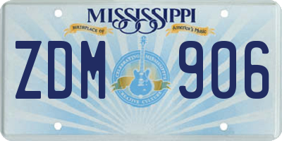 MS license plate ZDM906