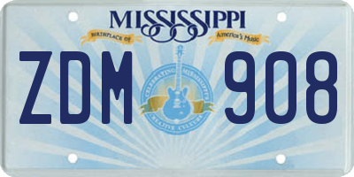 MS license plate ZDM908