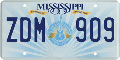 MS license plate ZDM909