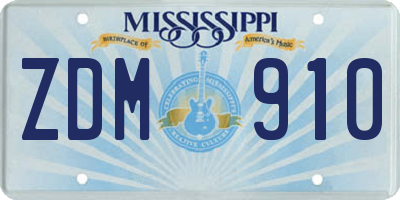 MS license plate ZDM910