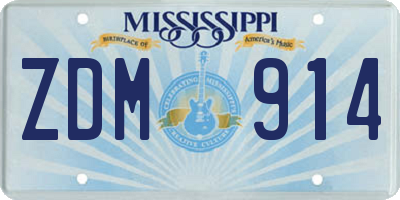 MS license plate ZDM914