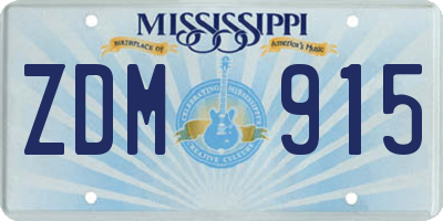 MS license plate ZDM915
