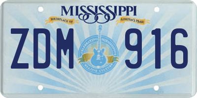 MS license plate ZDM916