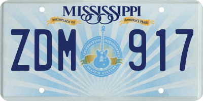 MS license plate ZDM917
