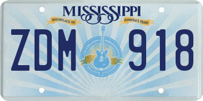 MS license plate ZDM918