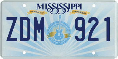 MS license plate ZDM921