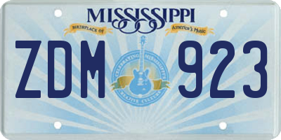 MS license plate ZDM923