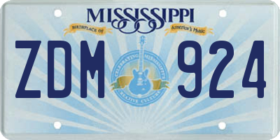 MS license plate ZDM924